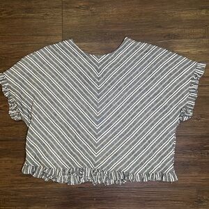 A New Day Gray and White Striped Crop Top
